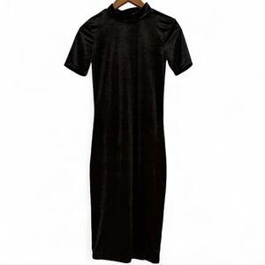 Zara black velvet midi dress